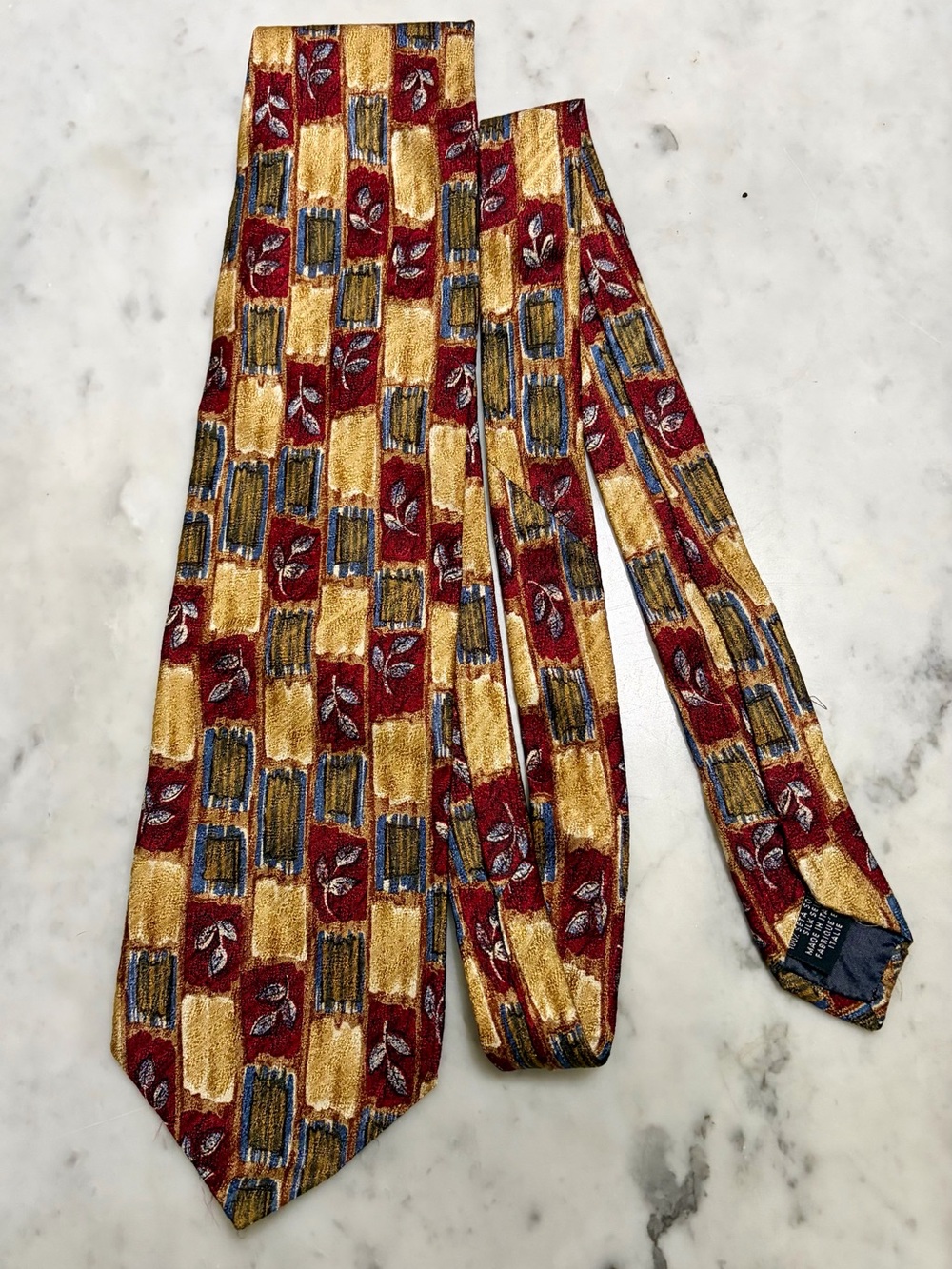 Canali Gold, Red & Blue Geometric Silk Tie